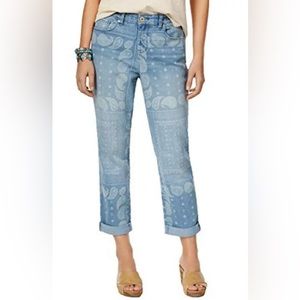 Style & Co. Bandana-Print Boyfriend Jeans size 10